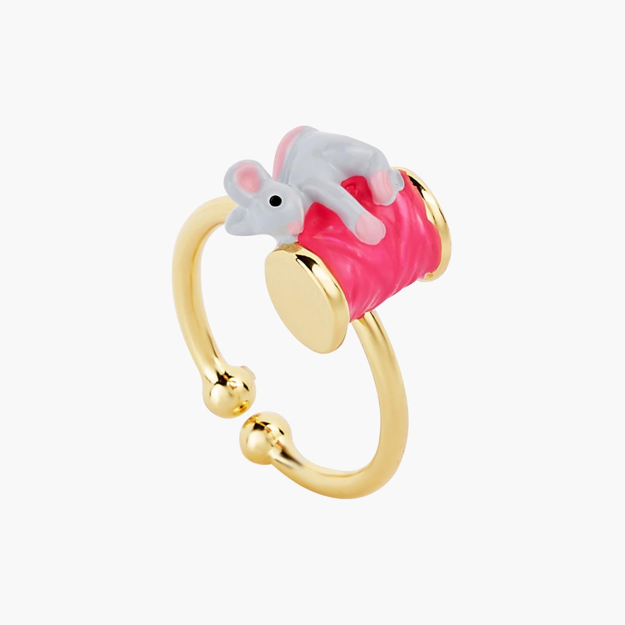Mouse And Spool Of Thread Adjustable Ring | AOCE6031 - Les Nereides
