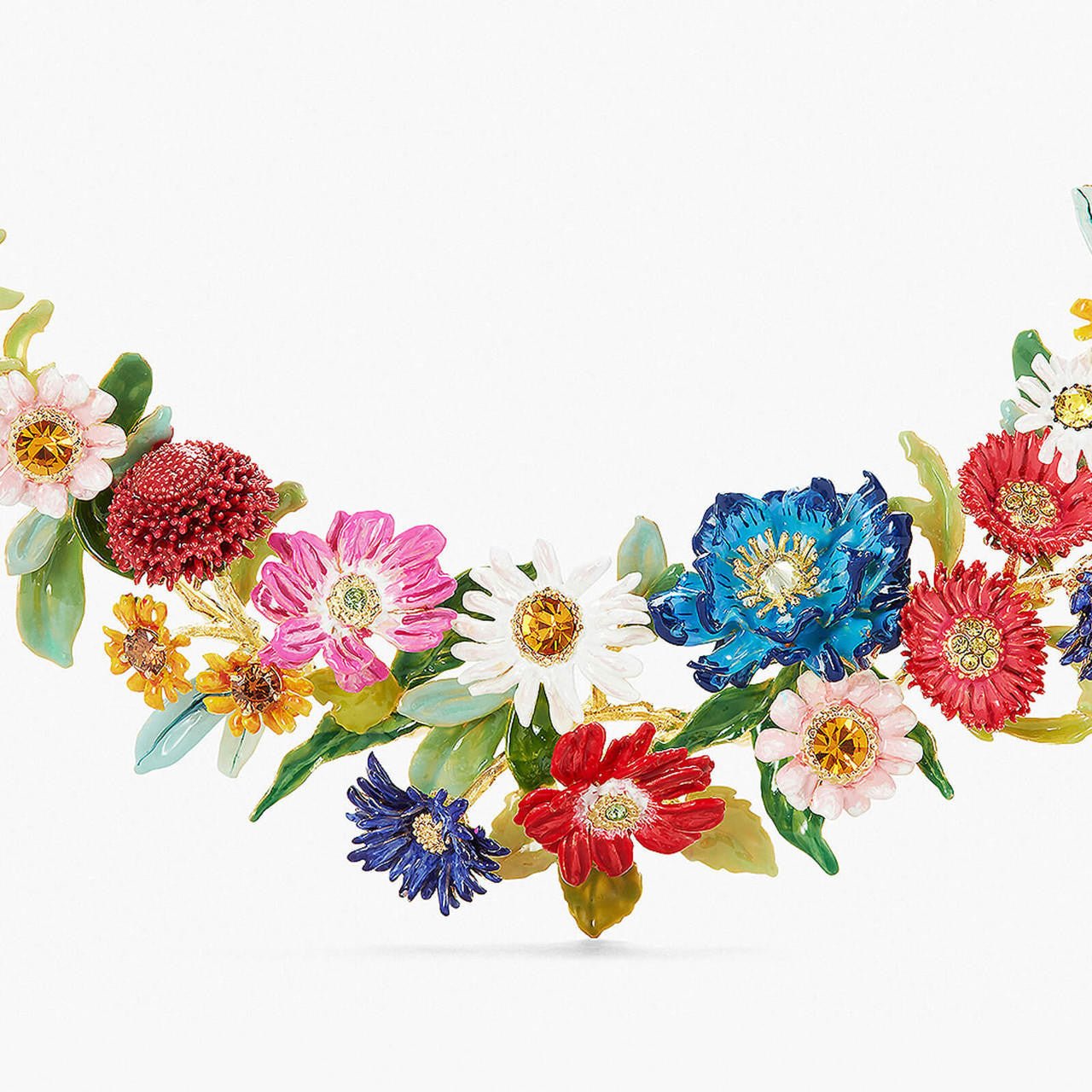 Multicolour Meadow Flowers Statement Necklace | APPO3011 - Les Nereides