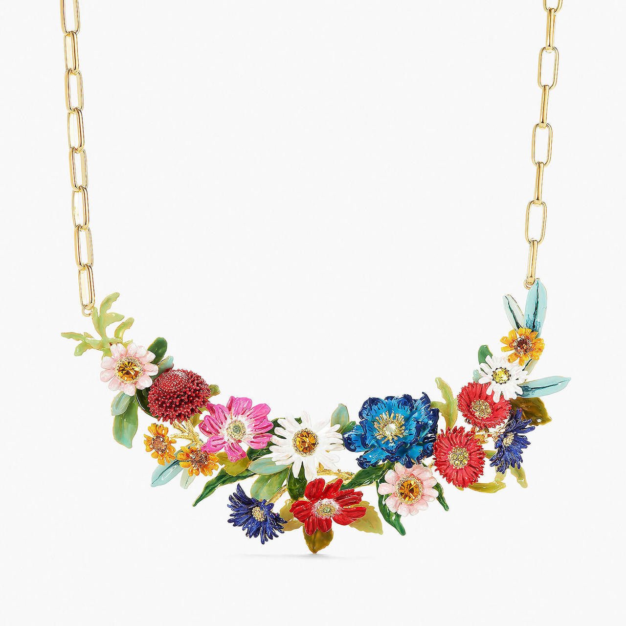 Multicolour Meadow Flowers Statement Necklace | APPO3011 - Les Nereides