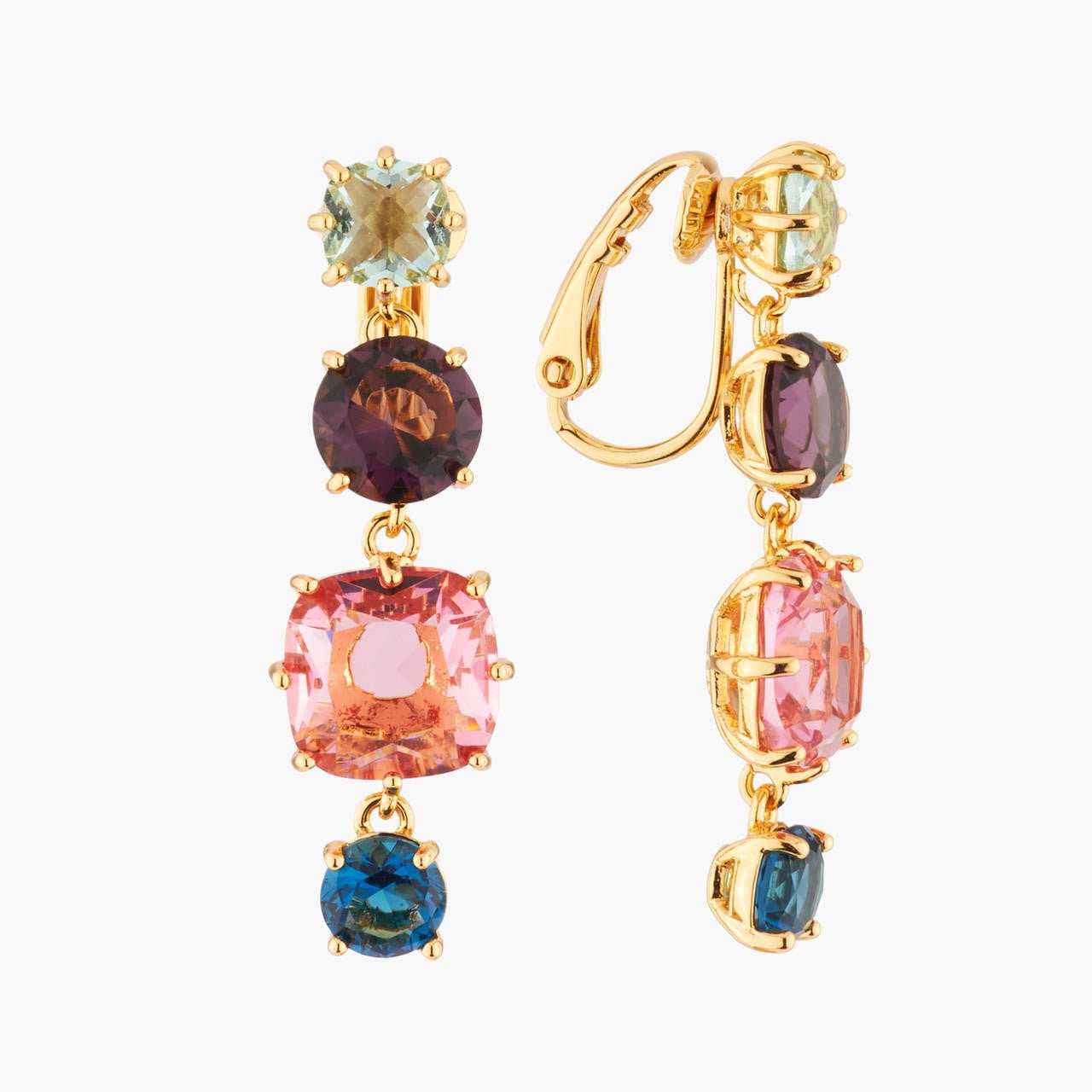 Multicoloured 4 Stones La Diamantine Earrings | AKLD120C - Les Nereides