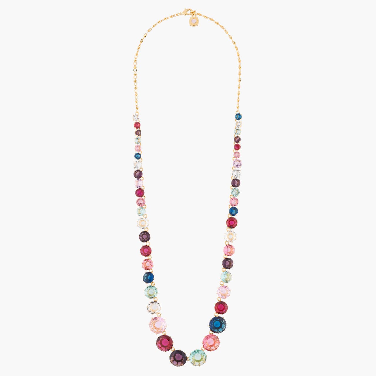 Multicoloured Round Stones And Chain La Diamantine Long Necklace | AKLD351 - Les Nereides