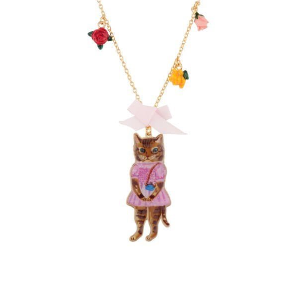 N2X Nathalie Lete Cat Weapink Dress W/Resin Flowers Necklace | ADNL3011 - Les Nereides