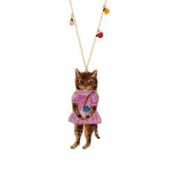 N2X Nathalie Lete Cat Weapink Dress W/Resin Flowers Necklace | ADNL3041 - Les Nereides