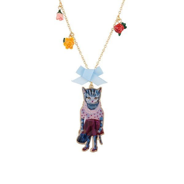 N2X Nathalie Lete Cat Wear Polka Dot Top W/Resin Flowers Necklace | ADNL3031 - Les Nereides