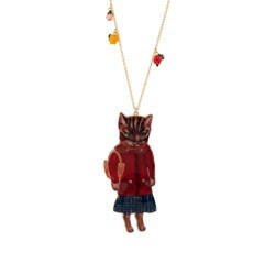 N2X Nathalie Lete Cat Weared Coat W/Resin Flowers Necklace | ADNL3051 - Les Nereides