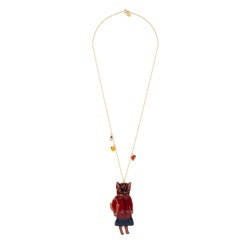 N2X Nathalie Lete Cat Weared Coat W/Resin Flowers Necklace | ADNL3051 - Les Nereides