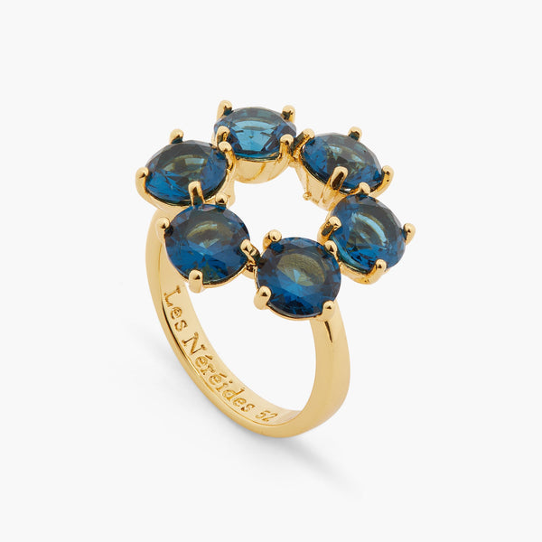 Ocean Blue Diamantine Fine 6 Round Stone Ring | ASLD6191 - Les Nereides