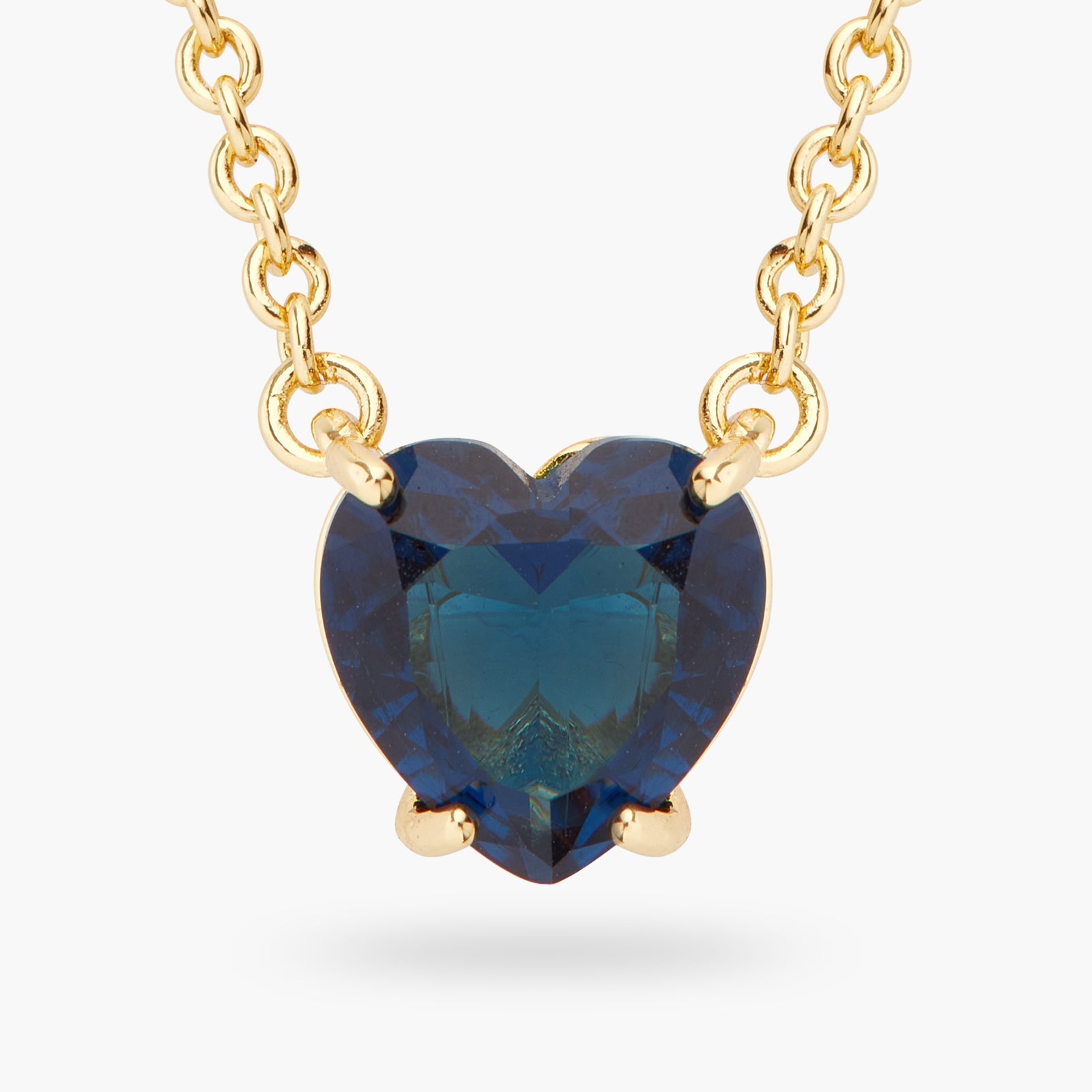 Ocean Blue Diamantine Heart Stone Pendant Necklace | ASLD3531 - Les Nereides