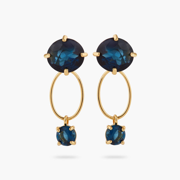 Ocean Blue Diamantine Oval Ring With Round Stone Earrings | ASLD1461 - Les Nereides