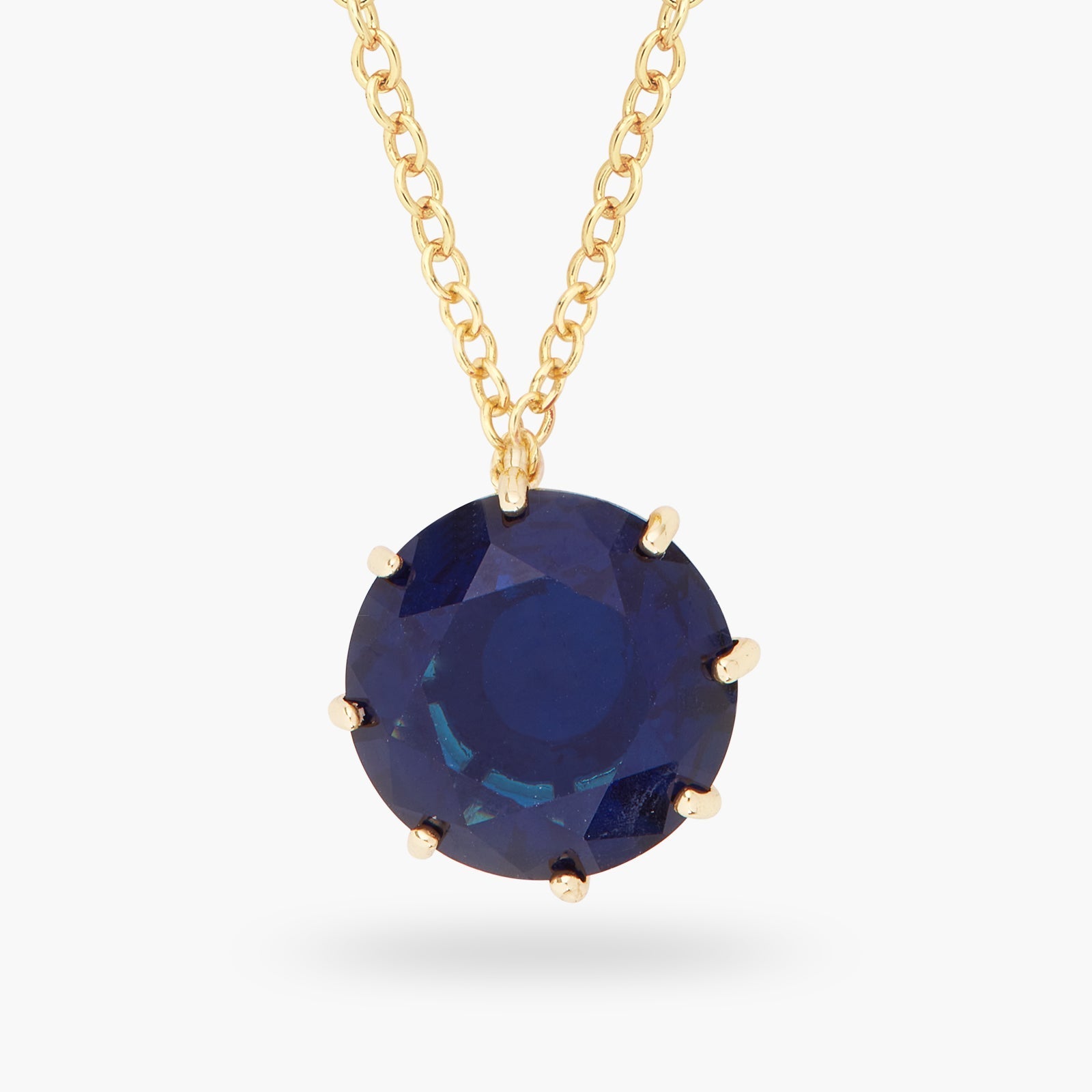 Ocean Blue Diamantine Round Stone Long Necklace | ASLD3331 - Les Nereides