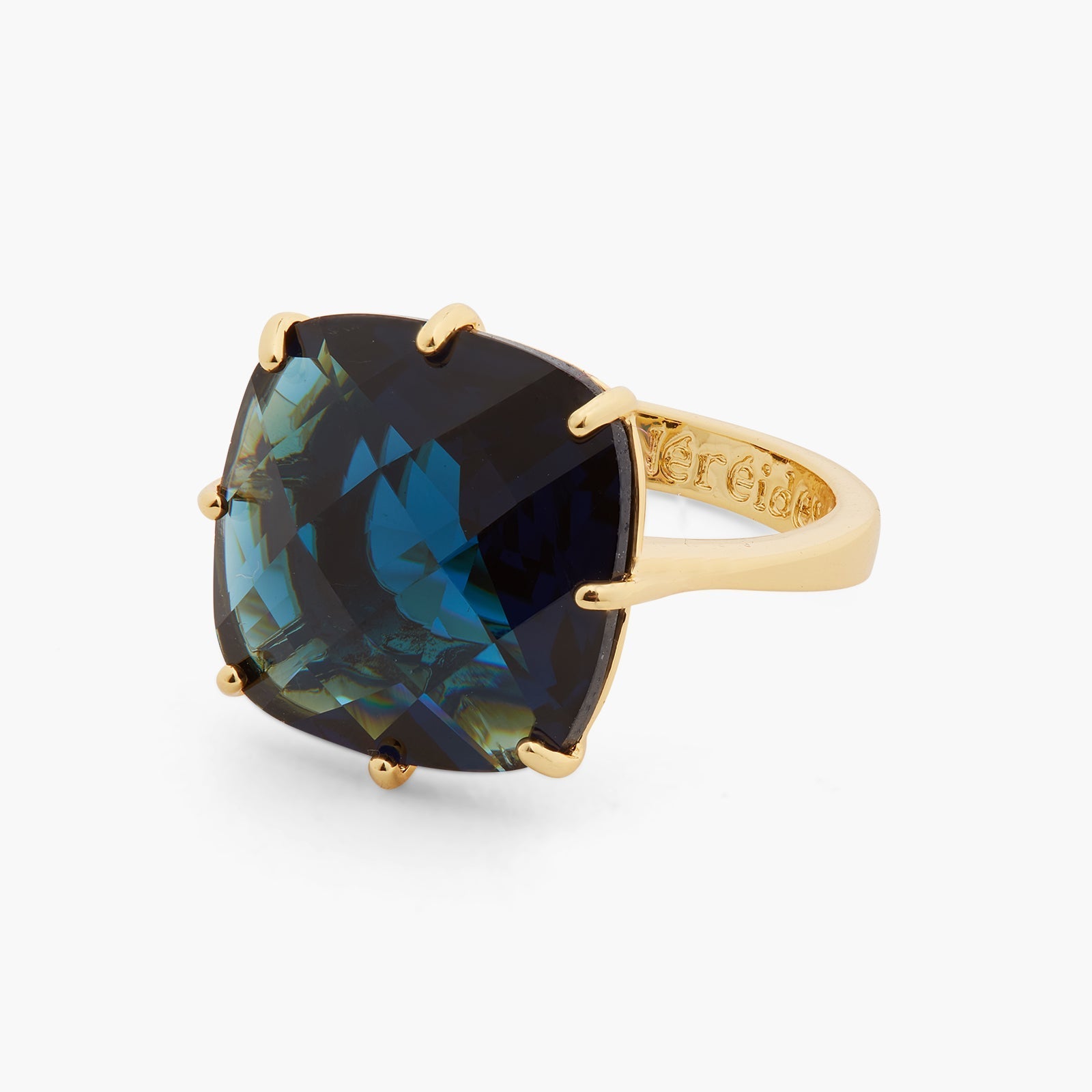 Ocean Blue Diamantine Square Solitaire Ring | ASLD6021 - Les Nereides