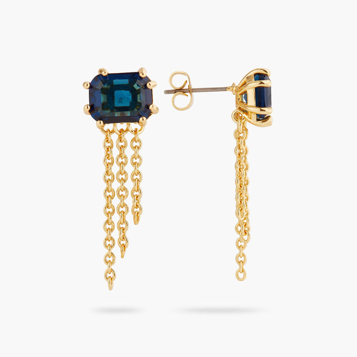 Ocean Blue Diamantine Stone And Chain Earrings | ASLD1471 - Les Nereides