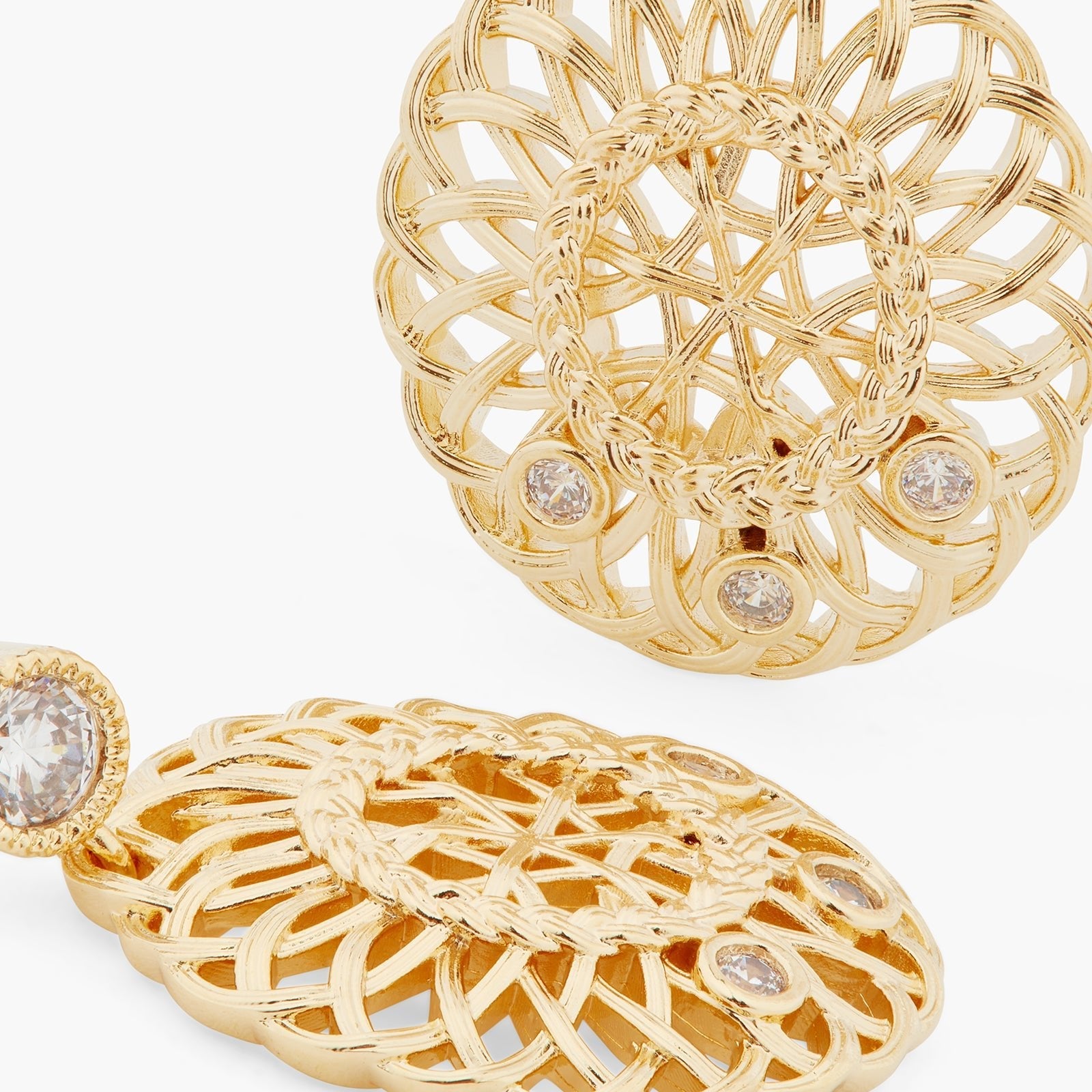 Oval interwoven wicker and crystal earrings | ASVA1041 - Les Nereides