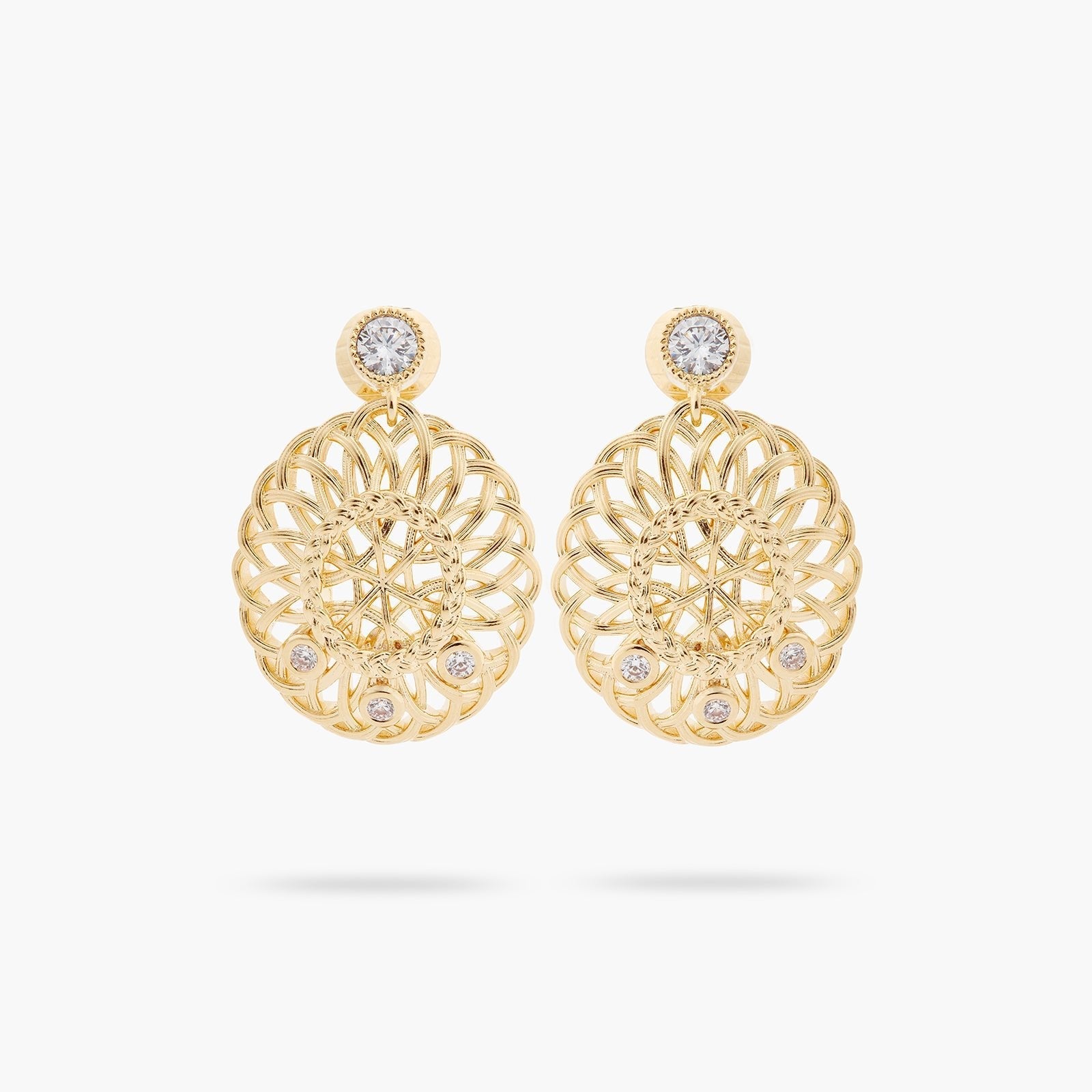 Oval interwoven wicker and crystal earrings | ASVA1041 - Les Nereides