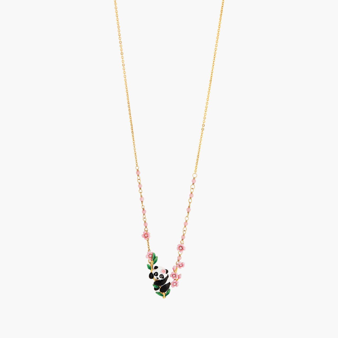 Panda And Flowers Statement Necklace | ANFL3011 - Les Nereides