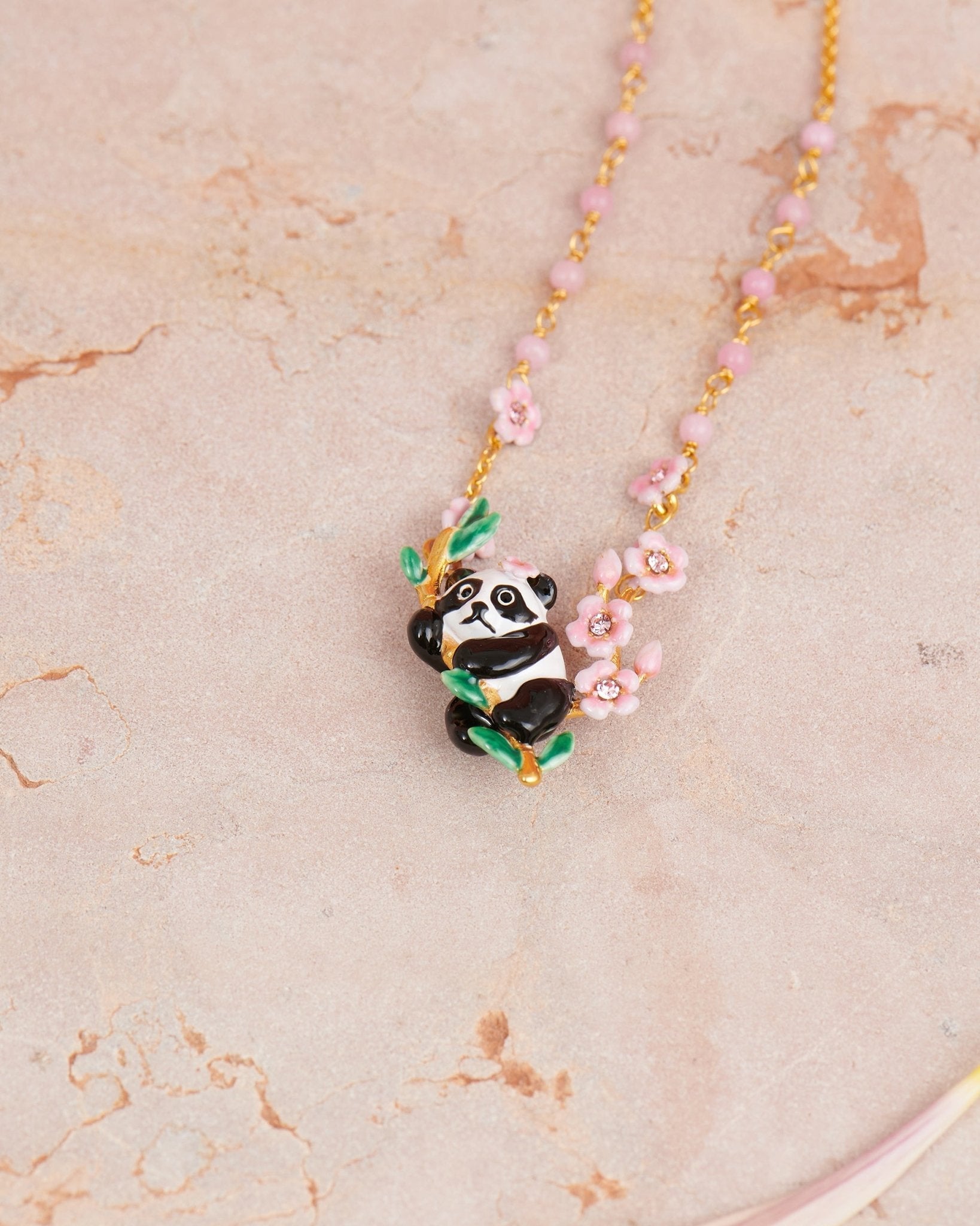 Panda And Flowers Statement Necklace | ANFL3011 - Les Nereides