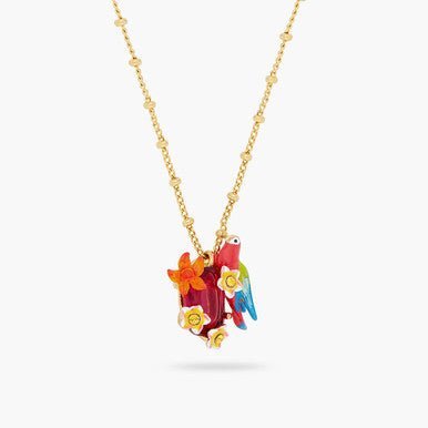 Parrot And Wild Flower Pendant Necklace | ARPA3021 - Les Nereides
