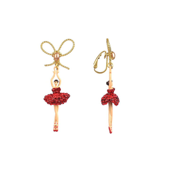 Pas de Deux Lux Ballerina W/Knot Red Earrings | AADDL108C/1 - Les Nereides
