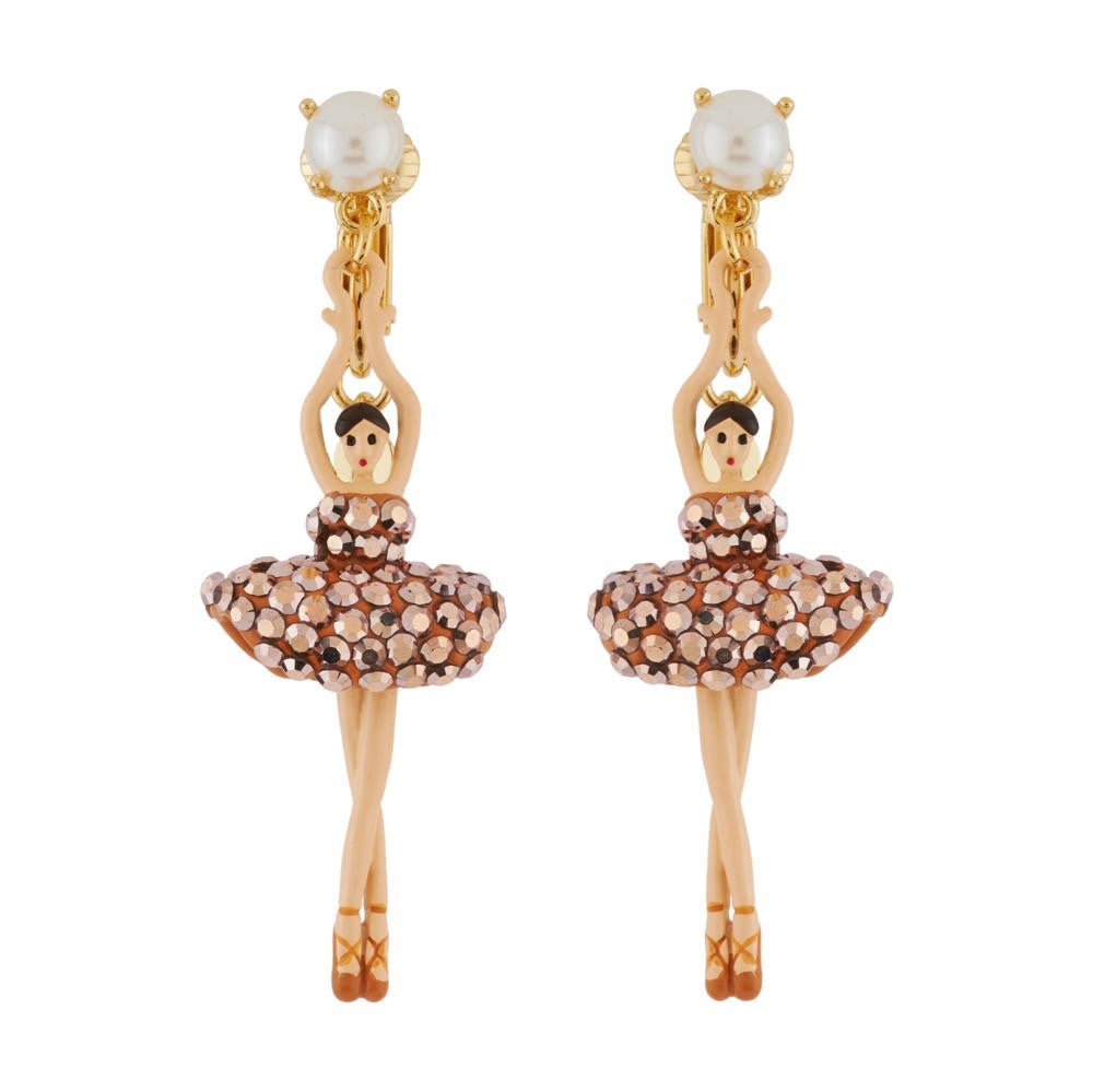 Pas de Deux Lux Rhinestones Copper Earrings | AGDDL1152 - Les Nereides