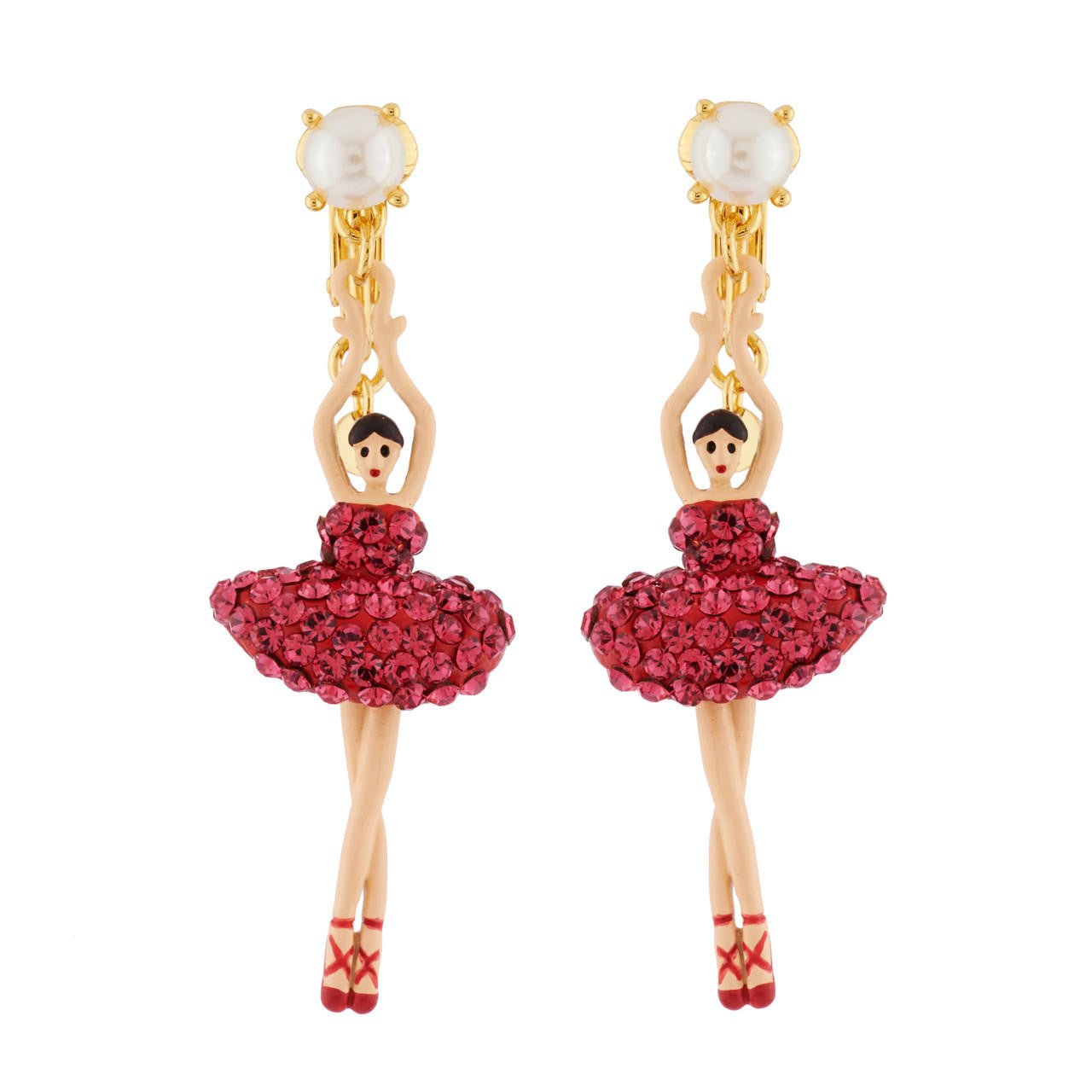 Pas de Deux Lux Rhinestones Indian Pink Earrings | AHDDL115C/2 - Les Nereides