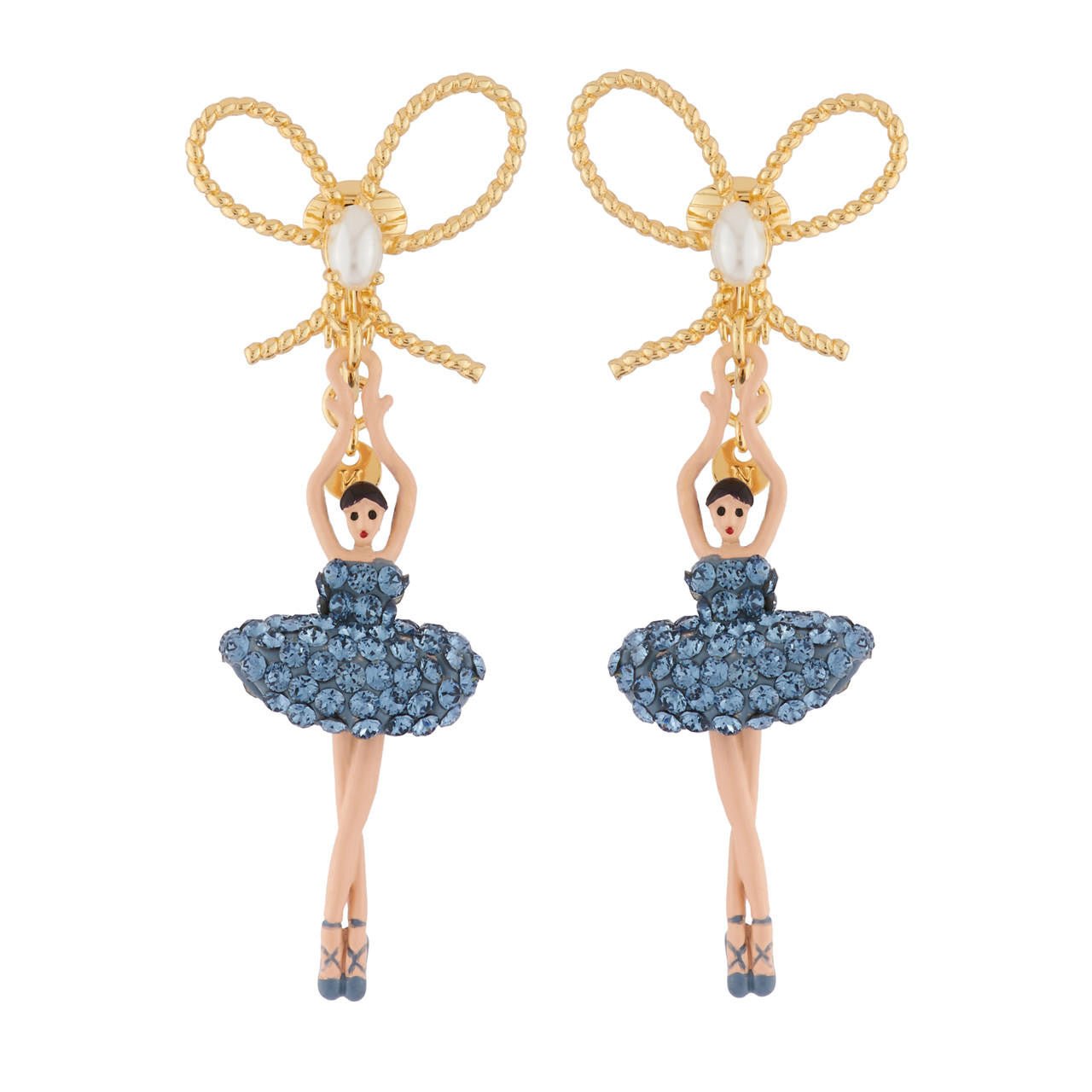 Pas de Deux Lux With Knot Rhinestones Denim Blue Earrings | AIDDL108C/2 - Les Nereides