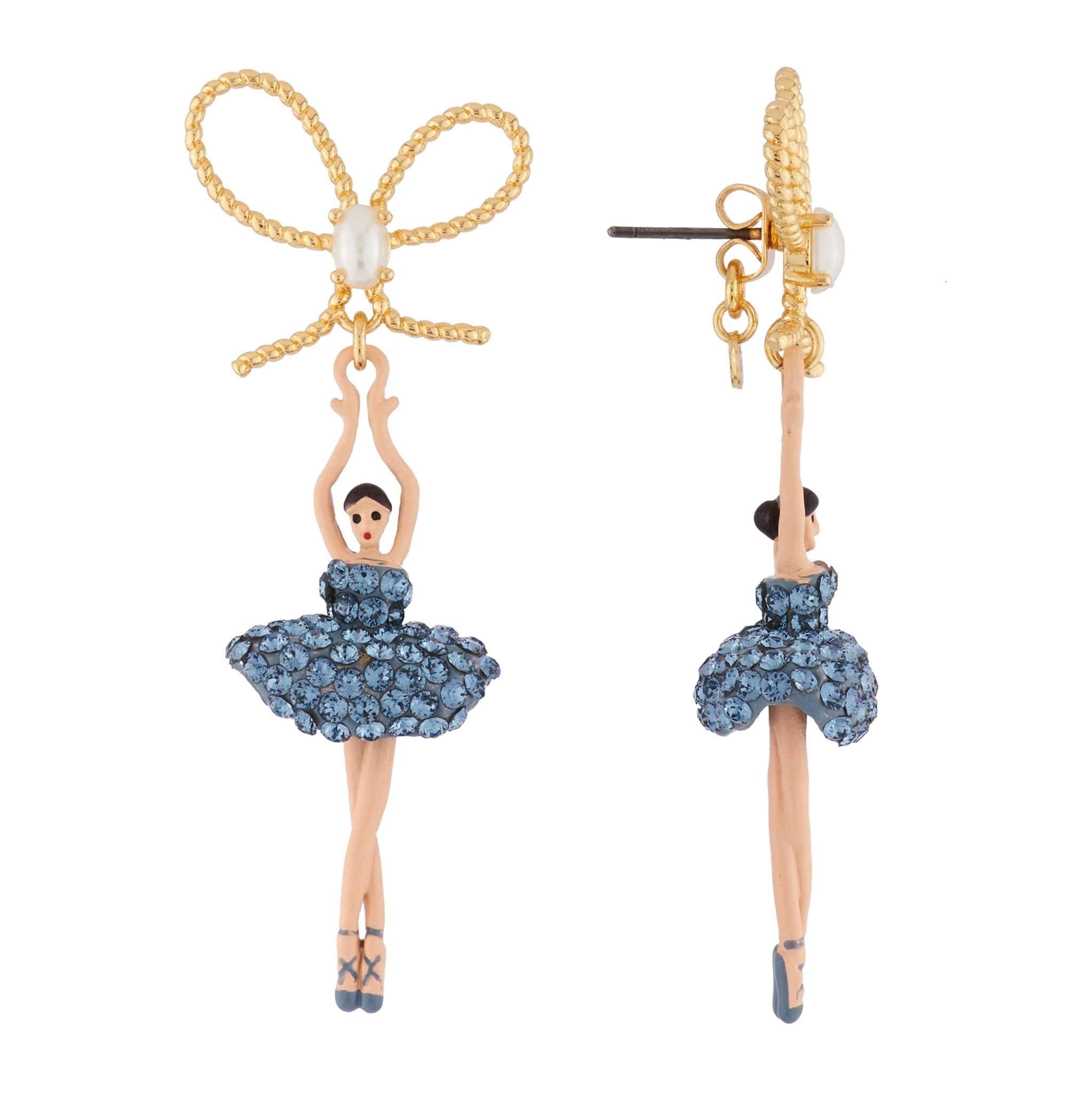 Pas de Deux Lux With Knot Rhinestones Denim Blue Earrings | AIDDL108C/2 - Les Nereides