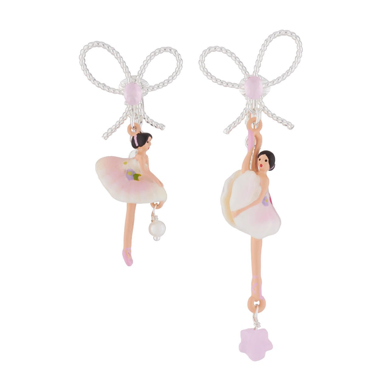 Pas de Deux Silver Pink Earrings | AJDD1082 - Les Nereides