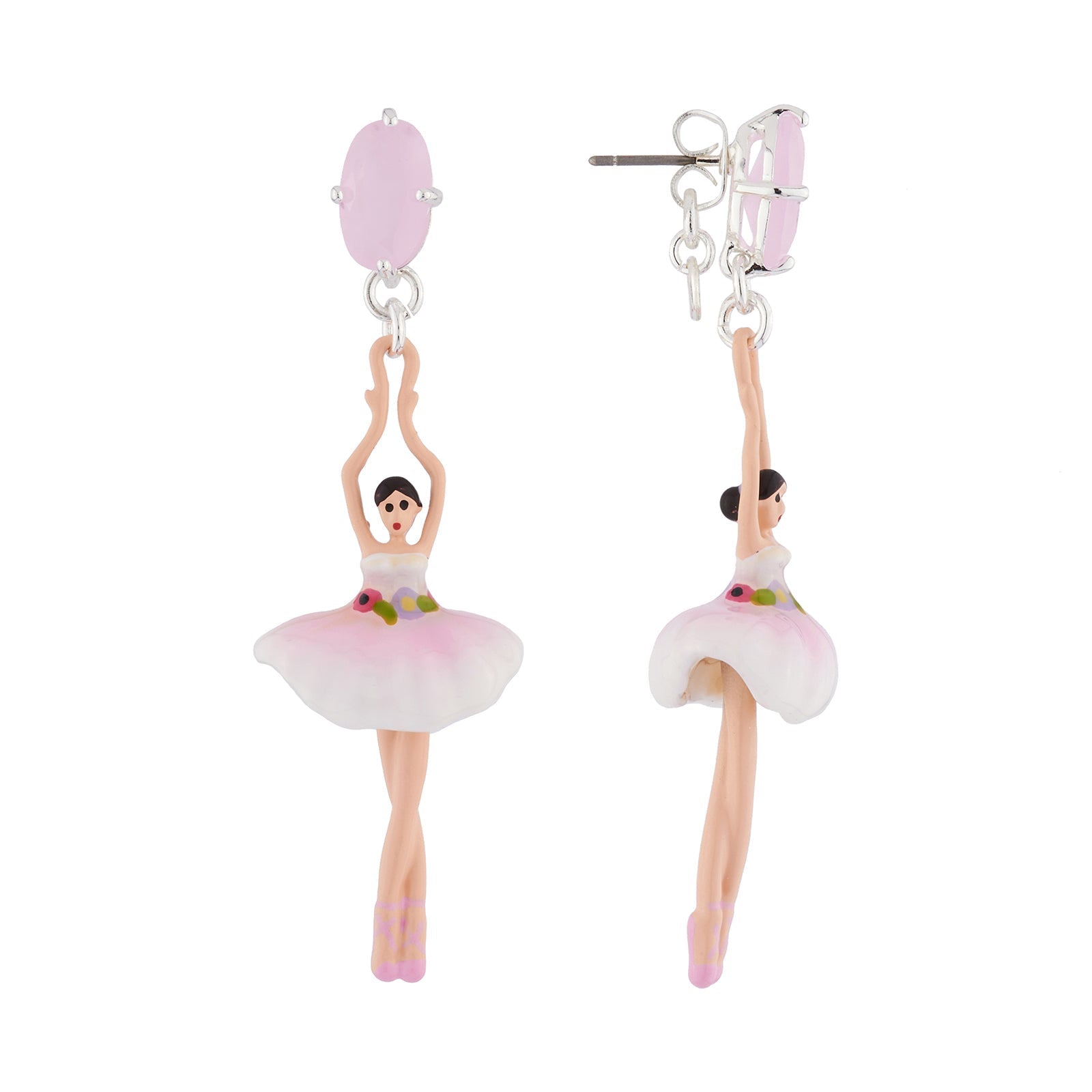 Pas de Deux Silver Pink Earrings | AJDD1152 - Les Nereides