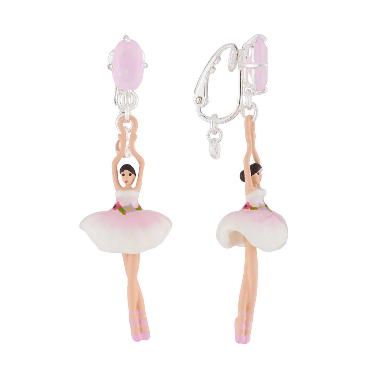 Pas de Deux Silver Pink Earrings | AJDD1152 - Les Nereides