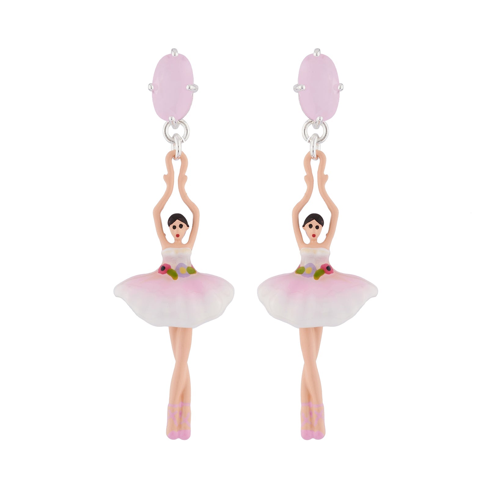 Pas de Deux Silver Pink Earrings | AJDD1152 - Les Nereides