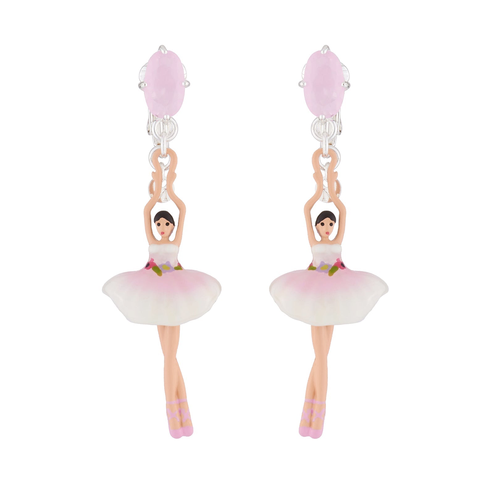 Pas de Deux Silver Pink Earrings | AJDD1152 - Les Nereides
