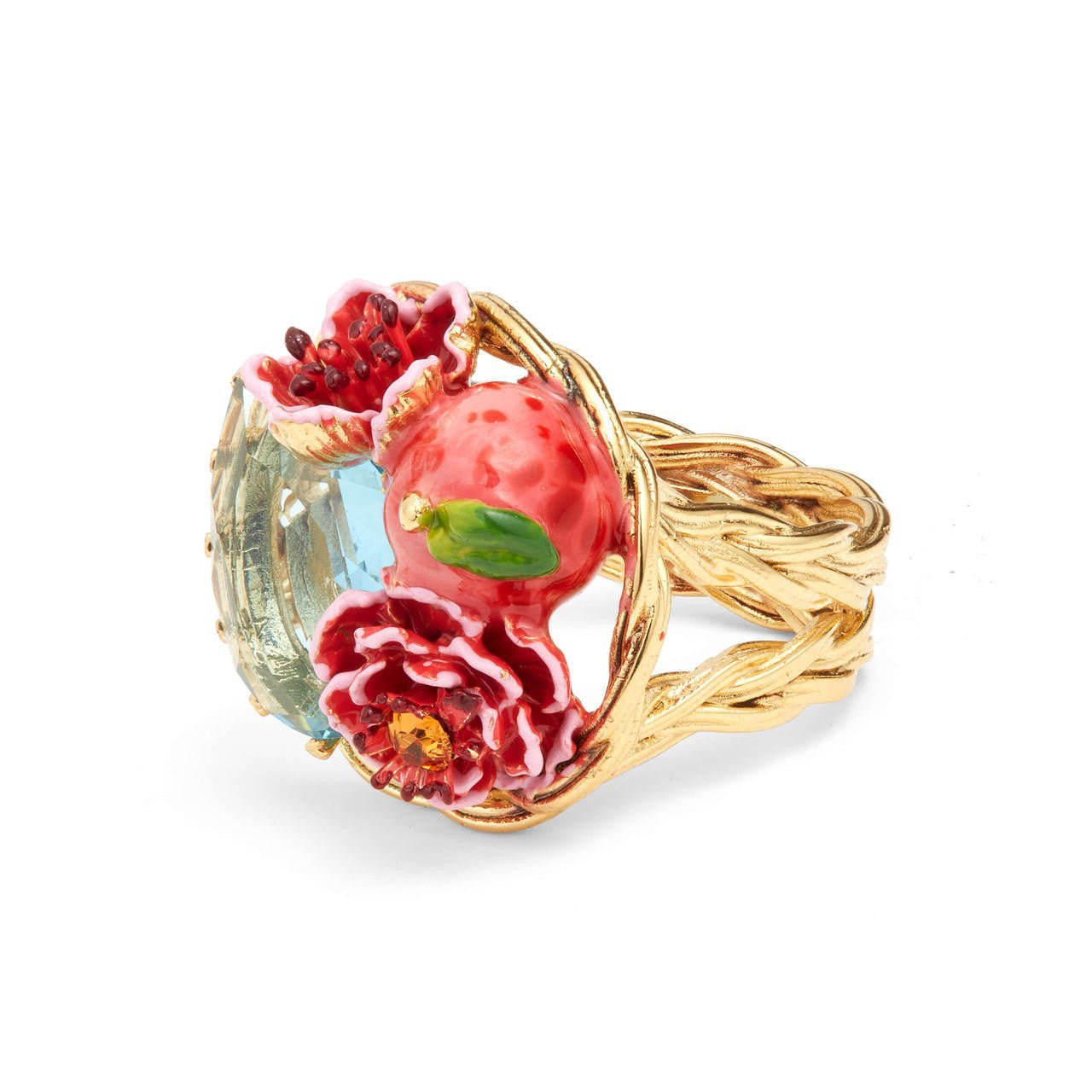 Peach And Peach Blossom Cocktail Ring | AQVT6031 - Les Nereides