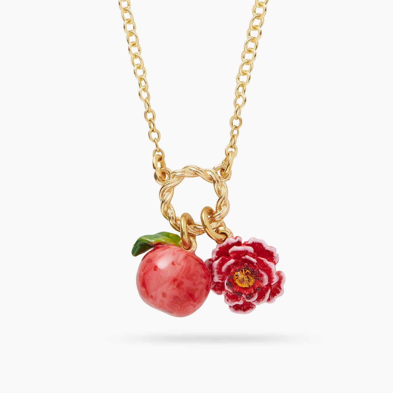 Peach And Peach Blossom Pendant Necklace | AQVT3071 - Les Nereides