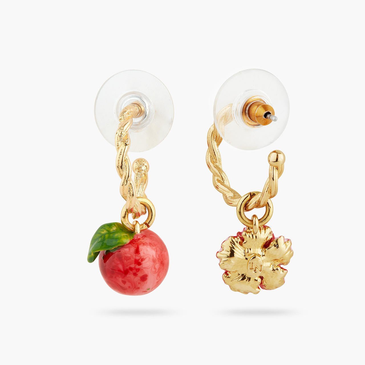Peach And Peach Blossom Twisted Hoop Earrings | AQVT1081 - Les Nereides