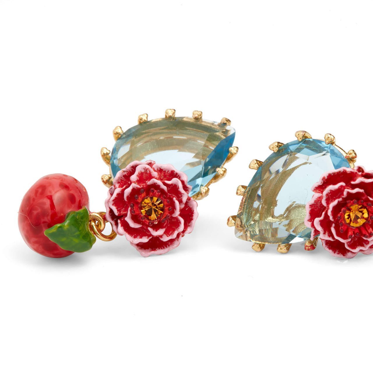 Peach And Pear Shaped Blue Stone Earrings | AQVT1061 - Les Nereides