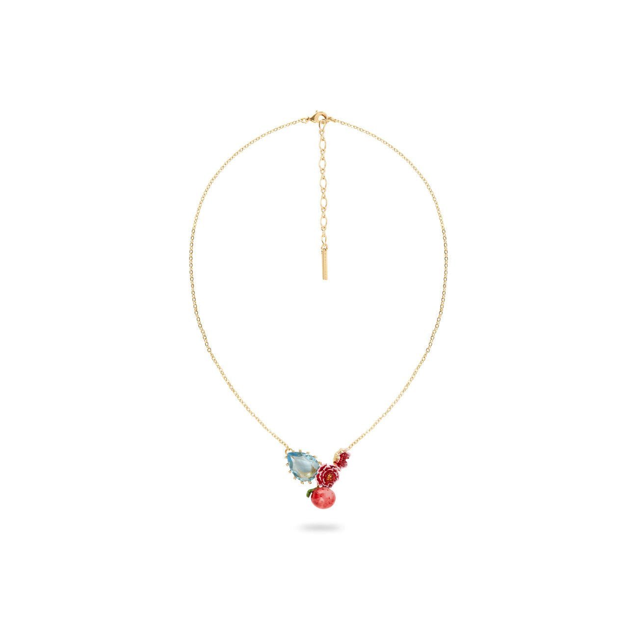 Pear Cut Blue Stone And Peach Blossom Necklace | AQVT3061 - Les Nereides