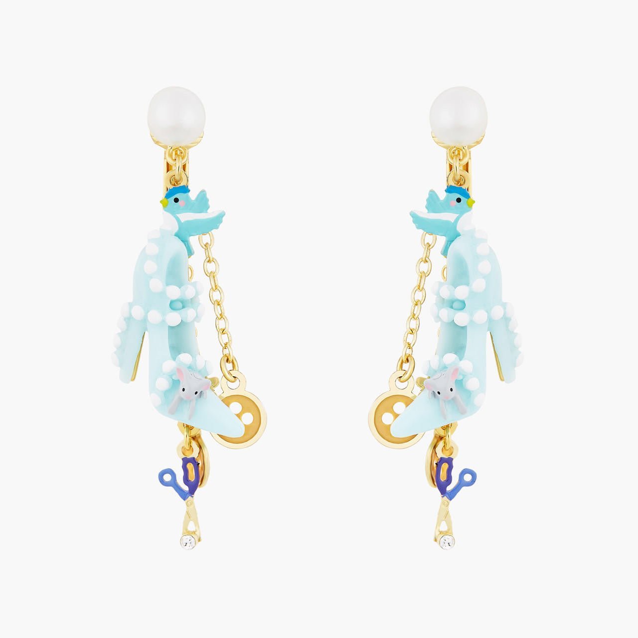 Pearl, Slipper, Bird, Button, Scissors And Mouse Earrings | AOCE1061 - Les Nereides