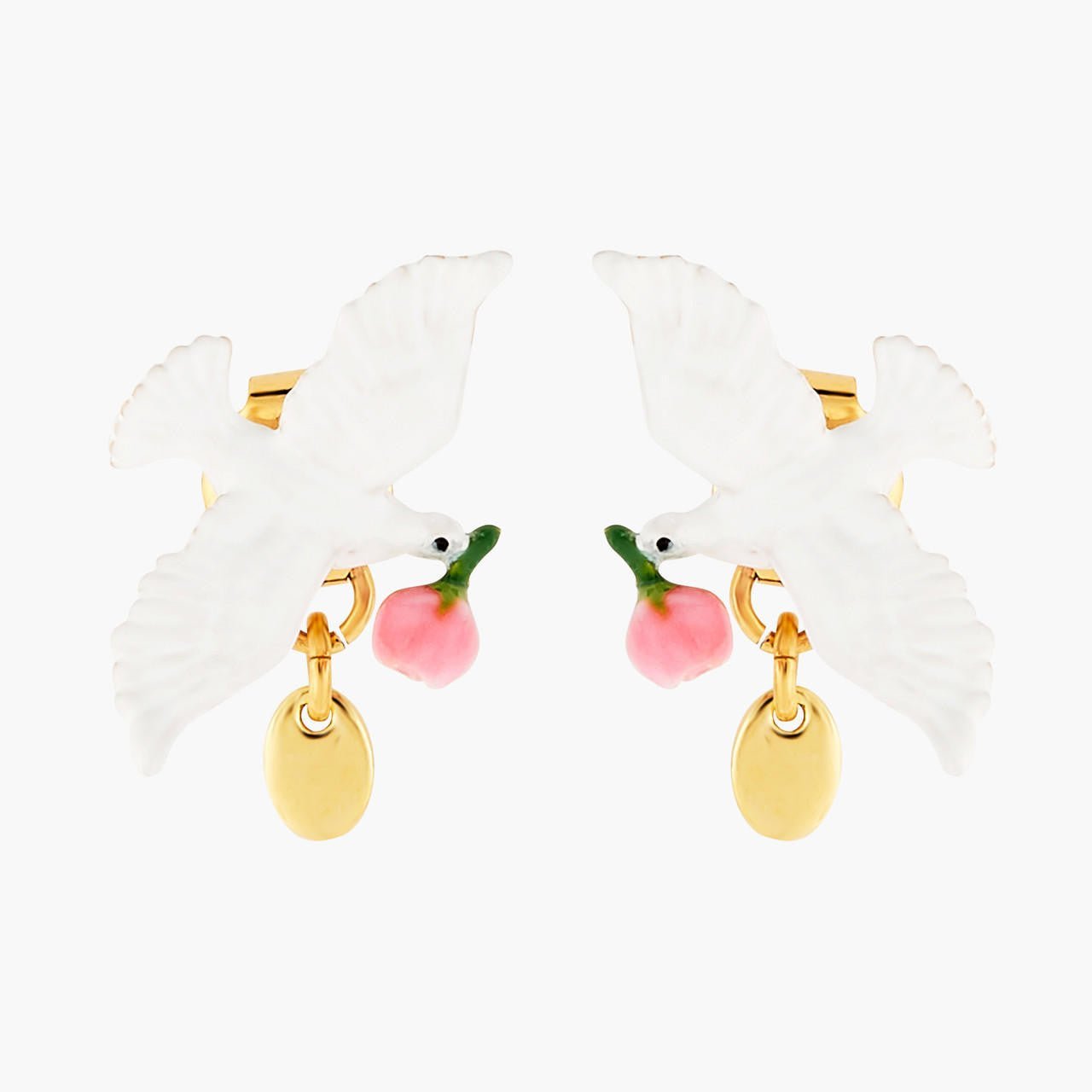 Peony And Dove Earrings | ANLA1051 - Les Nereides