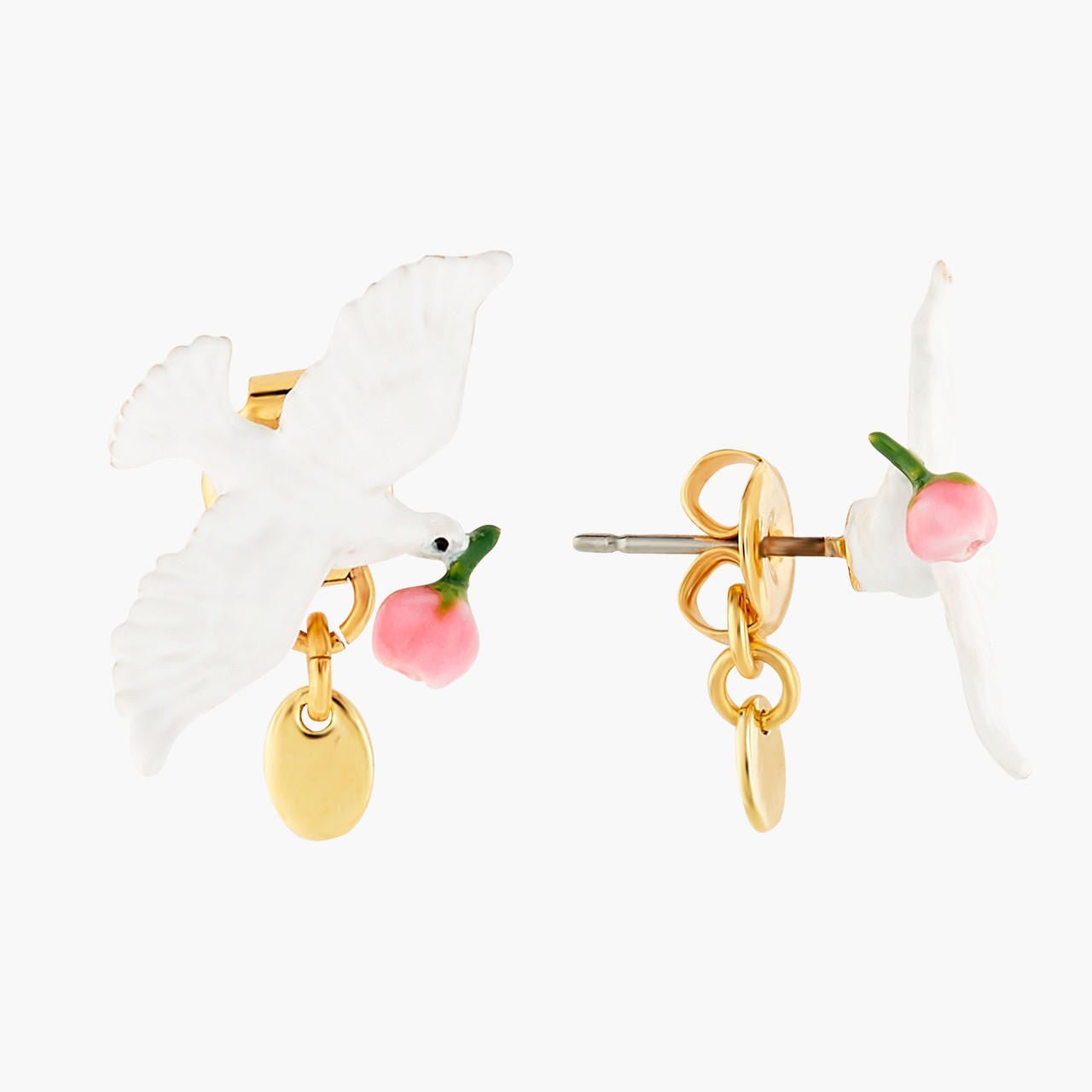 Peony And Dove Earrings | ANLA1051 - Les Nereides