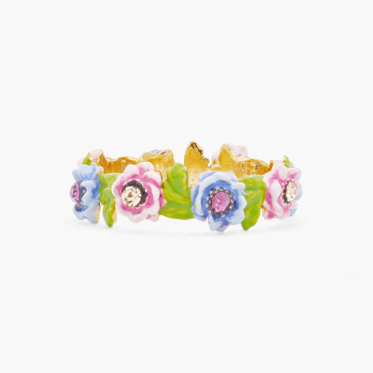 Pink And Blue Flower Crown Ring | ARPF6031 - Les Nereides