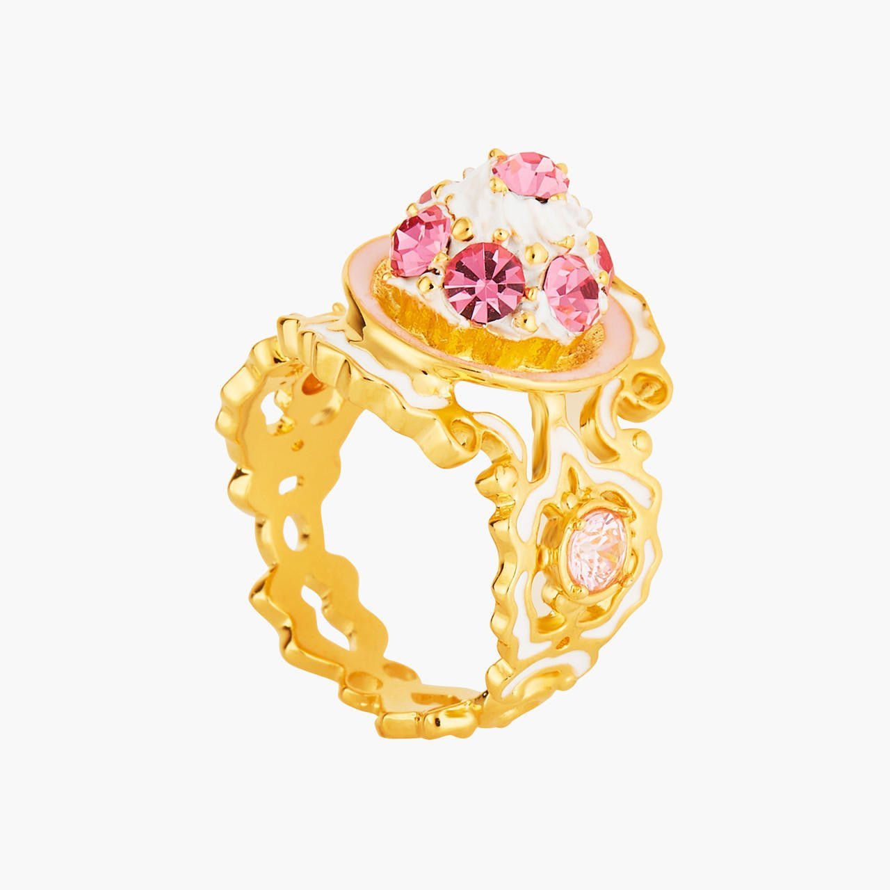 Pink Crystals And Saint Honore Cocktail Rings | ANIP6021 - Les Nereides