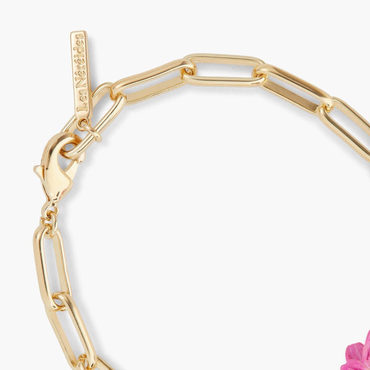 Pink Flower And Crystal Thin Bracelet | APCP2071 - Les Nereides