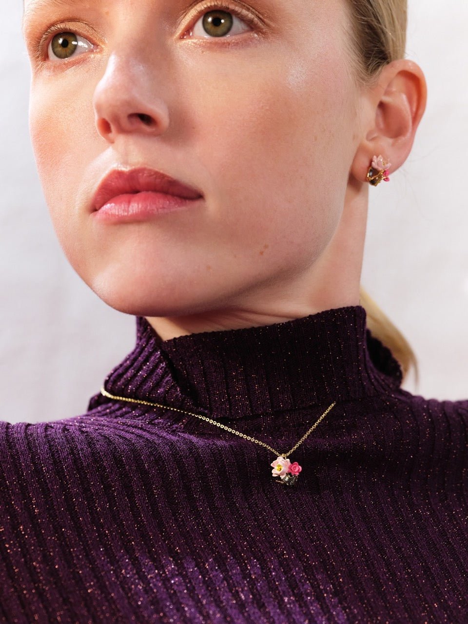 Pink lotus and light blue pendant necklace | ASOS3041 - Les Nereides