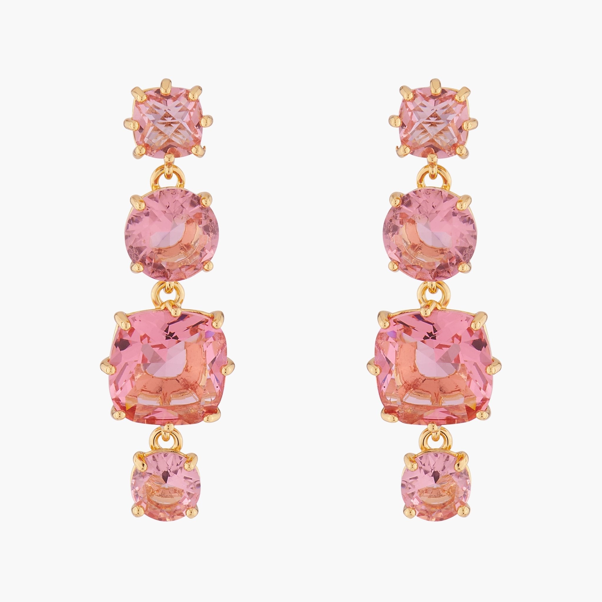 Pink Peach 4 Stones La Diamantine Earrings | ALLD1201 - Les Nereides