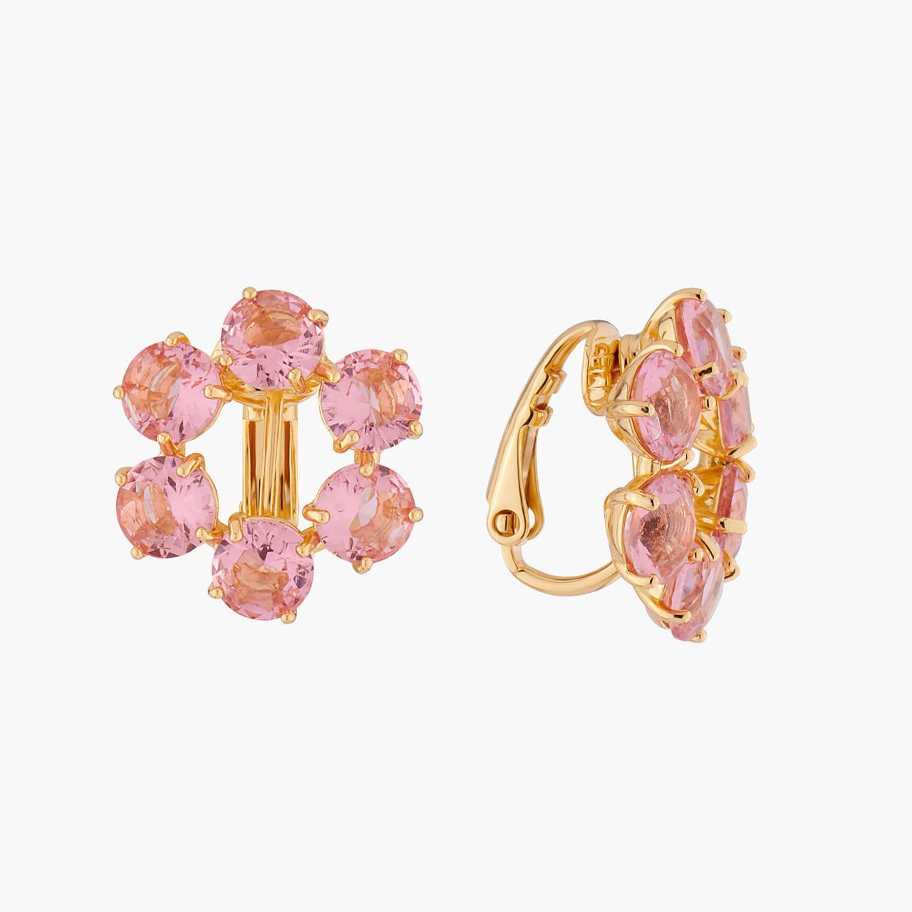 Pink Peach 6 Stones La Diamantine Creoles Earrings | ALLD1421 - Les Nereides