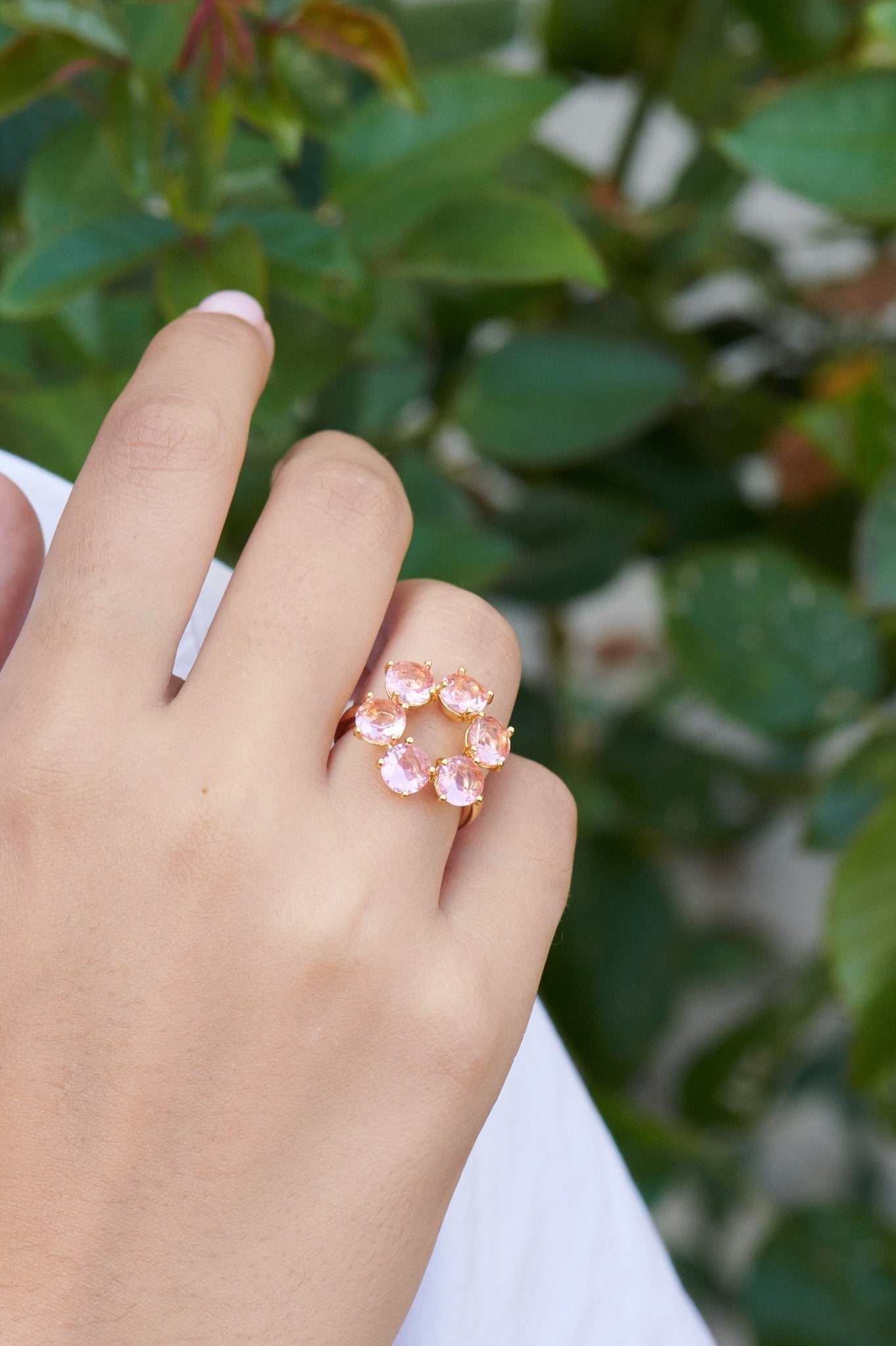 Pink Peach 6 Stones La Diamantine Thin Rings | ALLD619/11 - Les Nereides