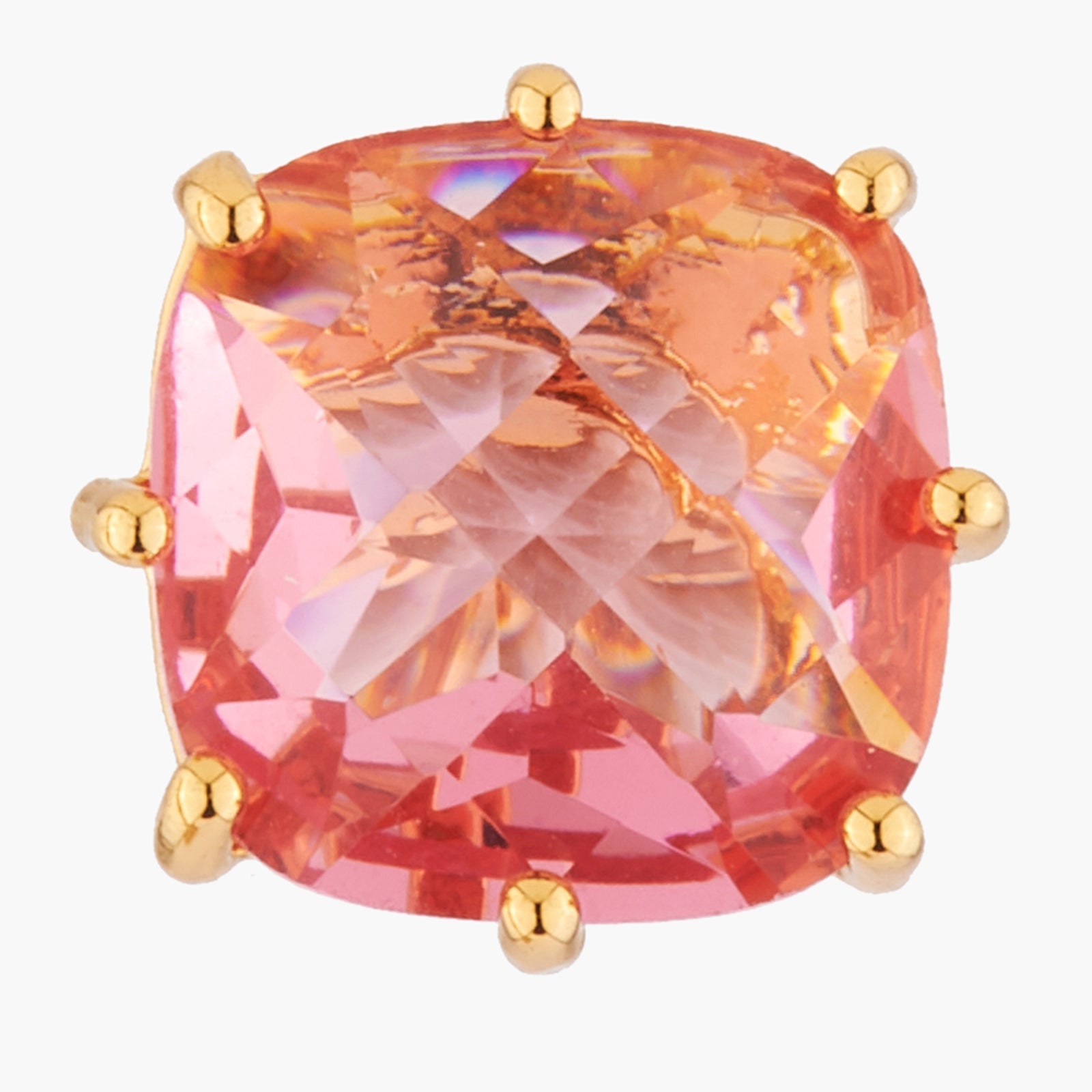 Pink Peach Square Stone La Diamantine Earrings | AKLD101C - Les Nereides