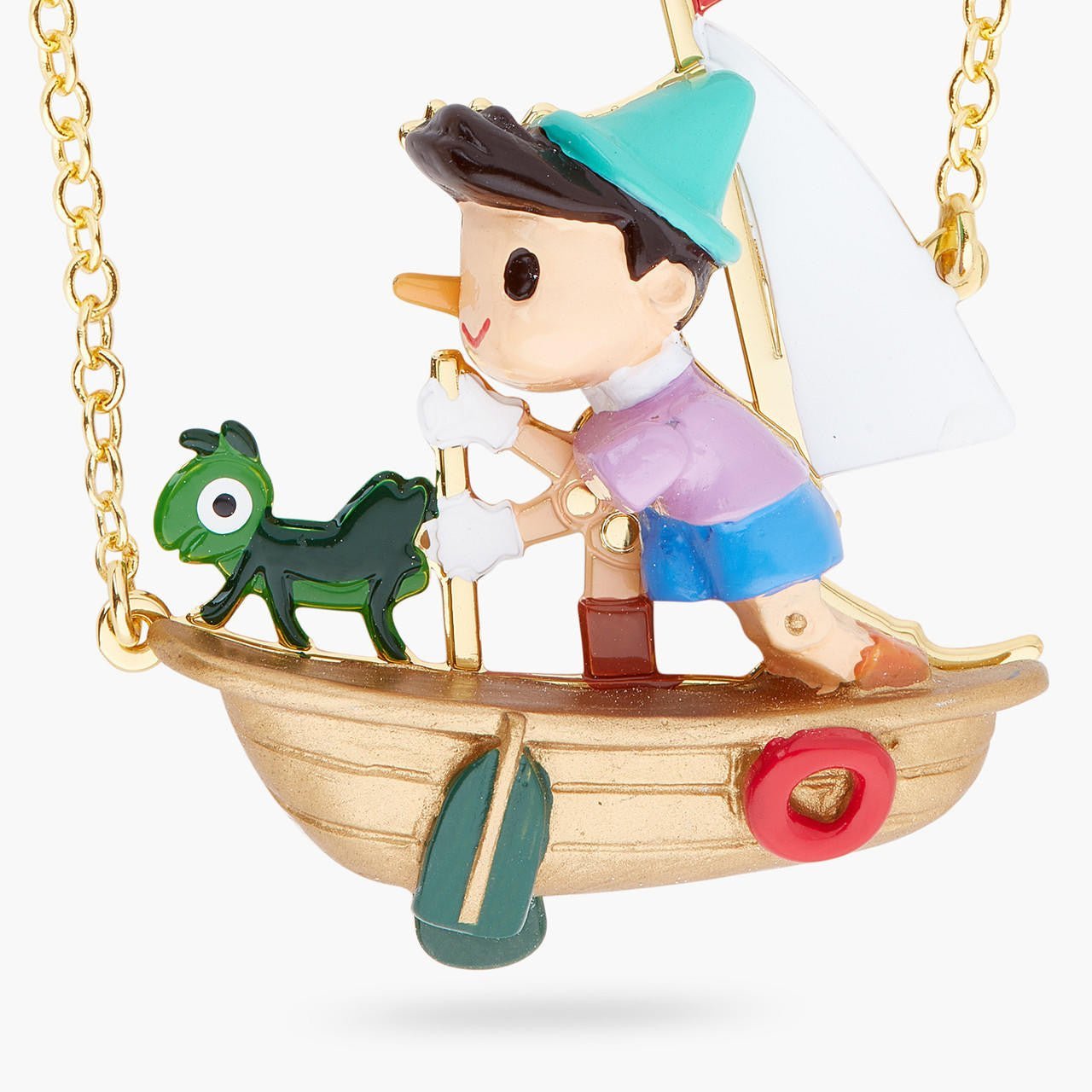 Pinocchio And Cricket On A Boat Necklace | ARPI3071 - Les Nereides