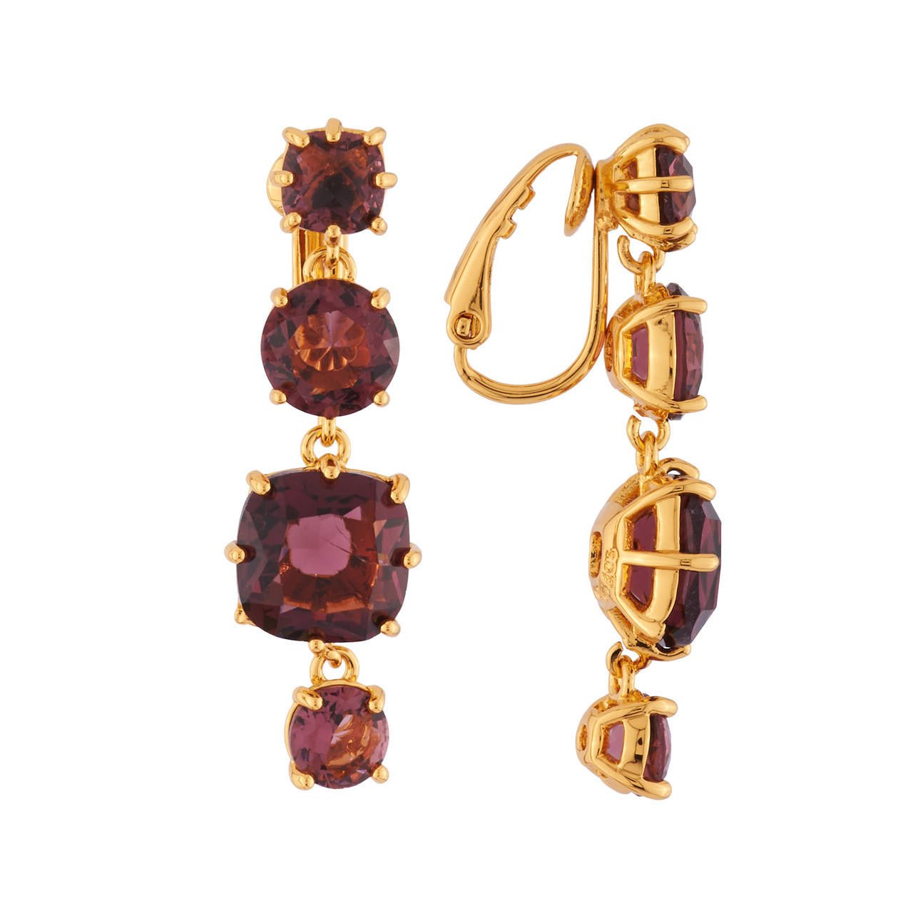 Plum 4 Stones La Diamantine Earrings | AILD120C/1 - Les Nereides