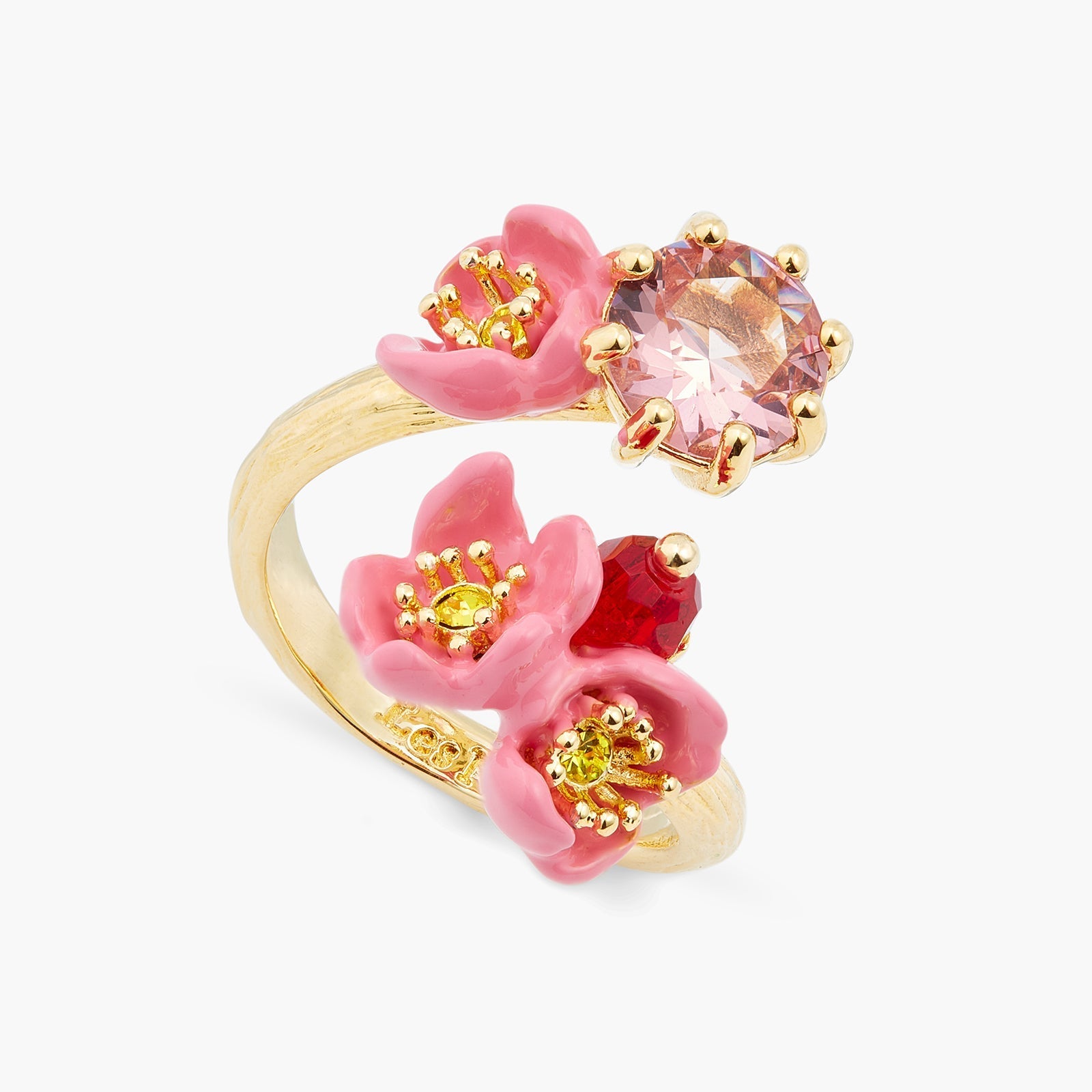 Plum Blossom And Round Stone Adjustable Ring | ASPL6011 - Les Nereides
